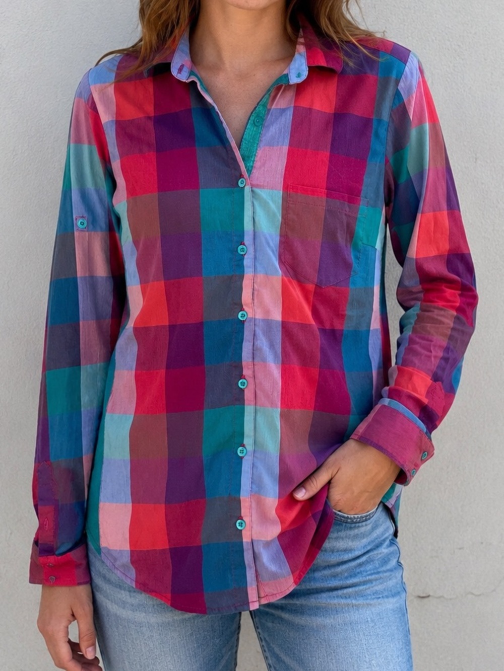 KÜHL Women’s Multicolor Plaid Roll Tab Hiking Shirt Size Small Sample - Picture 1 of 6